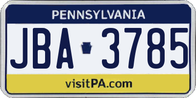PA license plate JBA3785