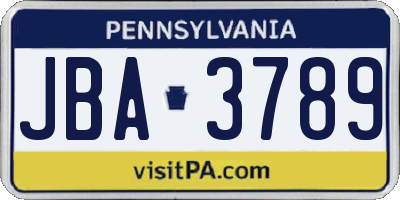 PA license plate JBA3789