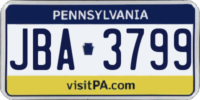 PA license plate JBA3799