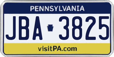 PA license plate JBA3825