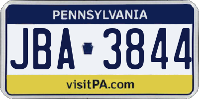 PA license plate JBA3844