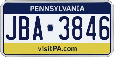 PA license plate JBA3846