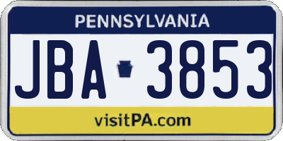 PA license plate JBA3853