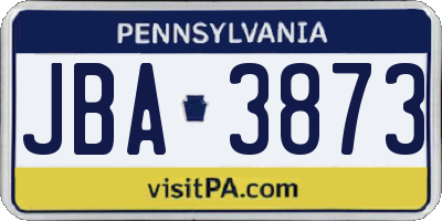 PA license plate JBA3873