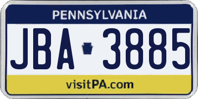 PA license plate JBA3885