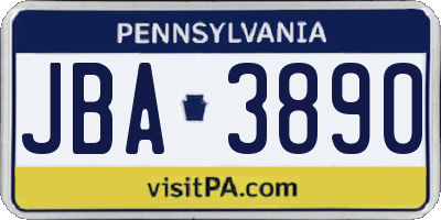 PA license plate JBA3890