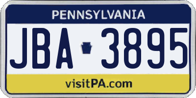 PA license plate JBA3895