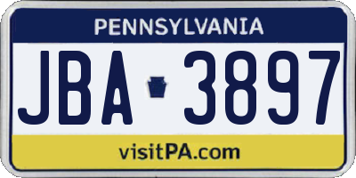 PA license plate JBA3897