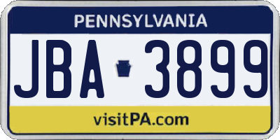 PA license plate JBA3899