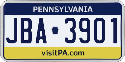 PA license plate JBA3901