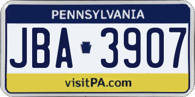 PA license plate JBA3907