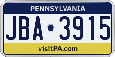 PA license plate JBA3915