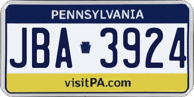 PA license plate JBA3924