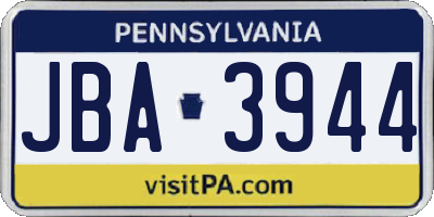 PA license plate JBA3944
