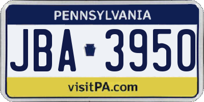 PA license plate JBA3950
