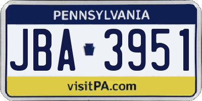 PA license plate JBA3951