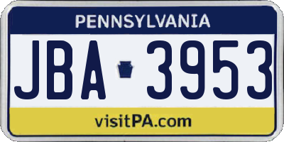 PA license plate JBA3953