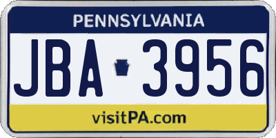 PA license plate JBA3956
