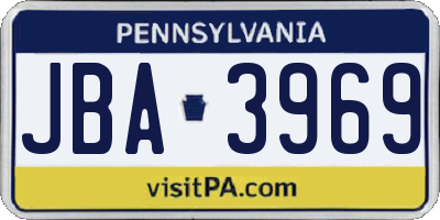 PA license plate JBA3969