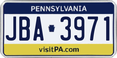 PA license plate JBA3971