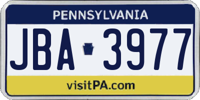 PA license plate JBA3977