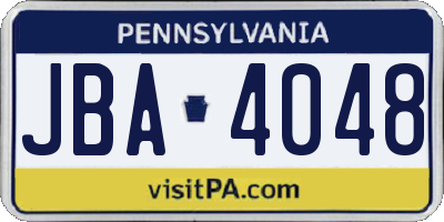 PA license plate JBA4048