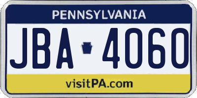 PA license plate JBA4060