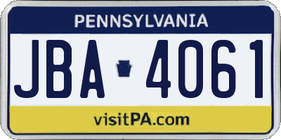 PA license plate JBA4061
