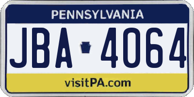 PA license plate JBA4064