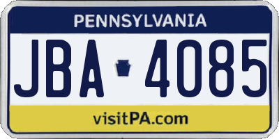 PA license plate JBA4085