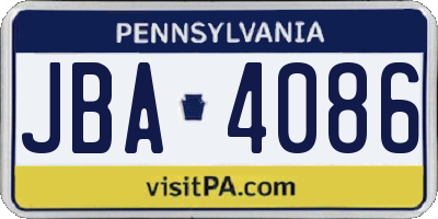 PA license plate JBA4086