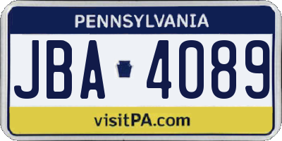 PA license plate JBA4089