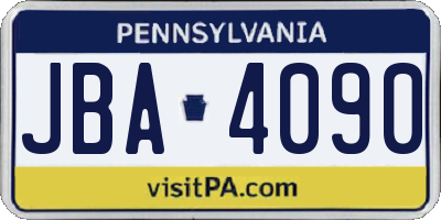 PA license plate JBA4090