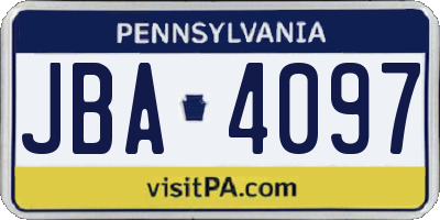 PA license plate JBA4097