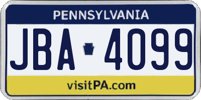 PA license plate JBA4099
