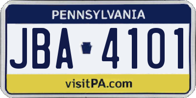 PA license plate JBA4101