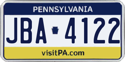 PA license plate JBA4122