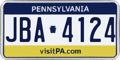 PA license plate JBA4124