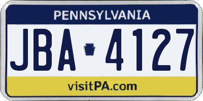 PA license plate JBA4127