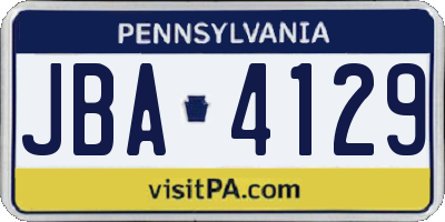 PA license plate JBA4129