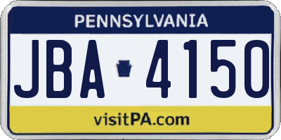 PA license plate JBA4150