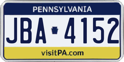 PA license plate JBA4152