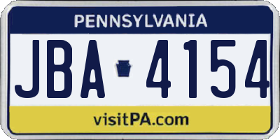 PA license plate JBA4154