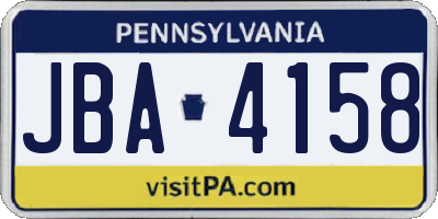 PA license plate JBA4158