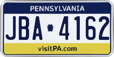 PA license plate JBA4162