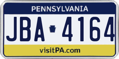 PA license plate JBA4164