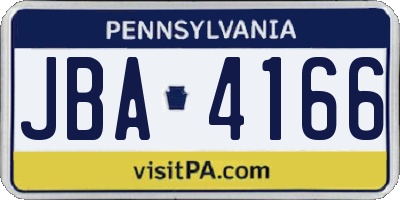 PA license plate JBA4166