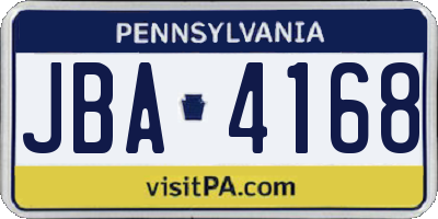 PA license plate JBA4168