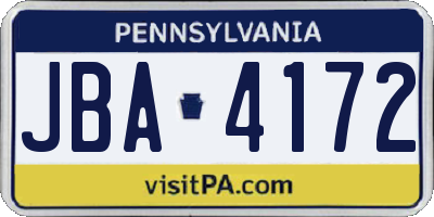 PA license plate JBA4172