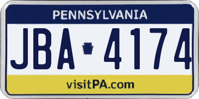 PA license plate JBA4174